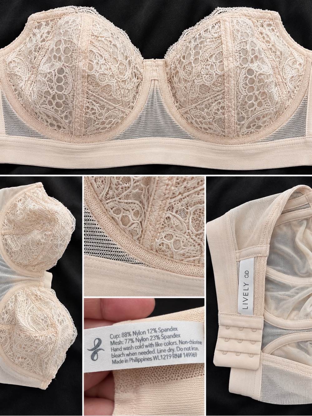 Lively Strapless Lace Longline Bra in Nude Blush